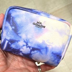 Coach Stylish Blue/Purple/White Tie-Dye Zipper Pouch